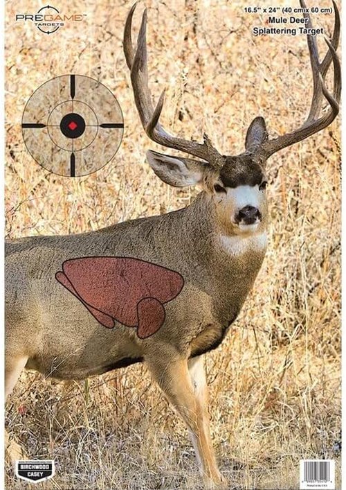 BIRCHWOOD CASEY Pregame 16.5" x 24" Big Game Animal Targets - Photo-Realistic Instant Splattering Shooting Targets - For Use with All Guns & Calibers - 3 Targets Pack