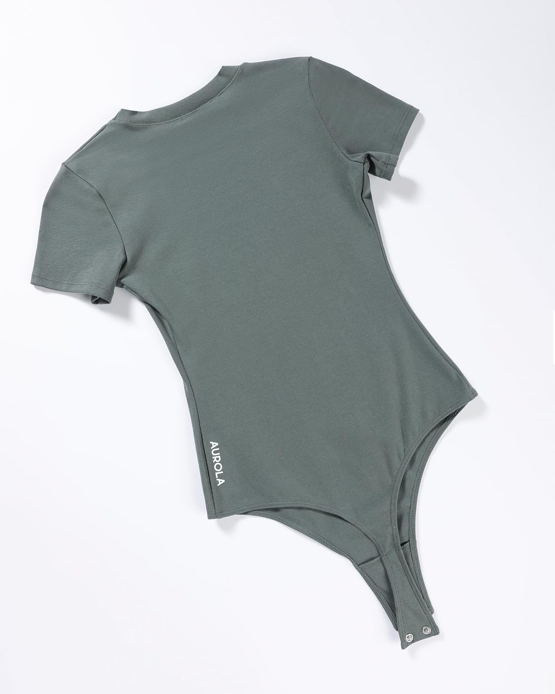 AUROLA Everyday Crew Neck Bodysuits Shirts,Going Out Short Sleeve Casual Basic Stretchy Fashion One Piece,Green Pine,S