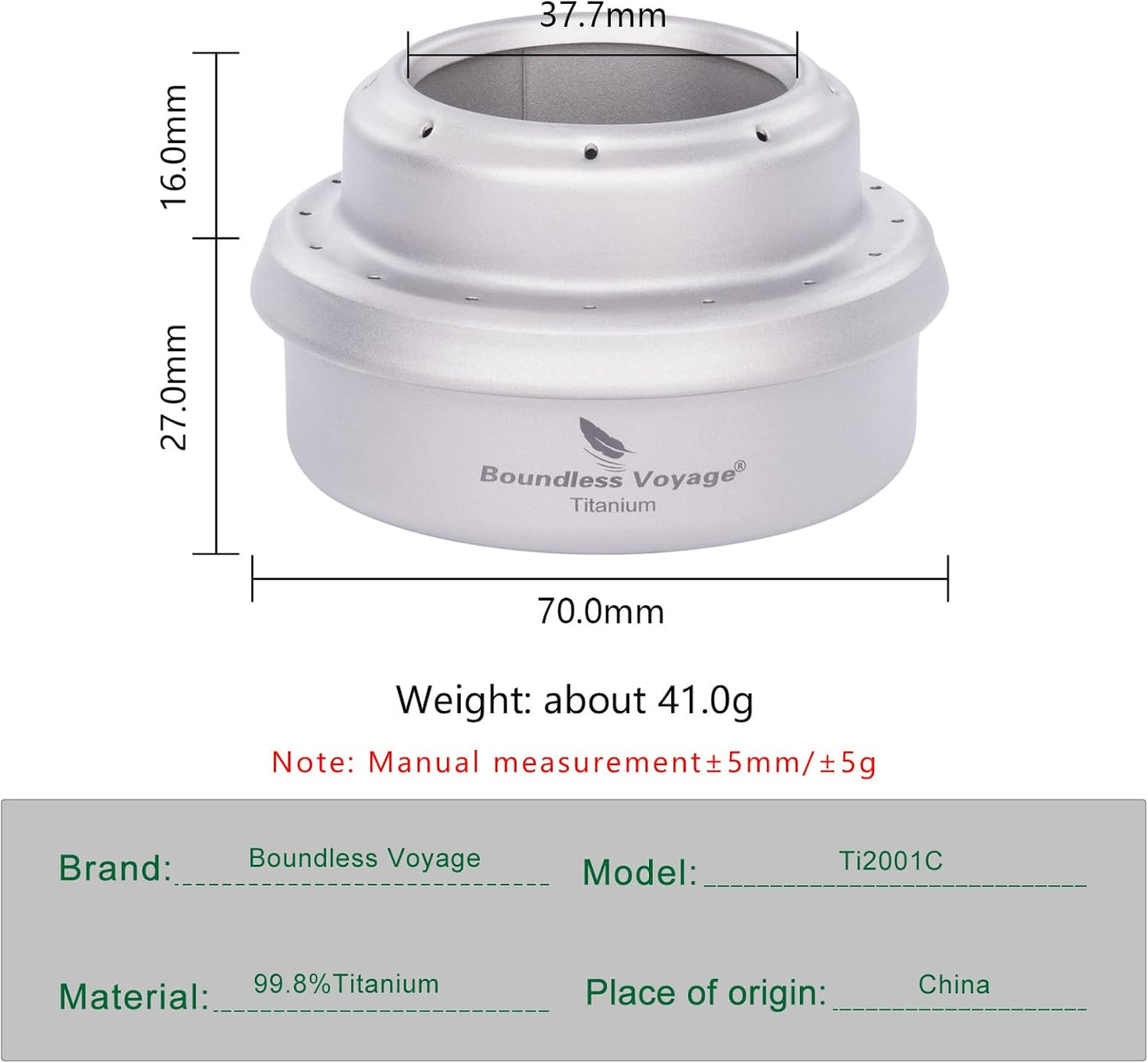 iBasingo Ultralight Titanium Camping Alcohol Stove 60ml Portable Mini Spirit Burner with Stand Compact Backpacking Stove for Outdoor Cooking, Hiking, Picnics & Survival Gear Ti2001C