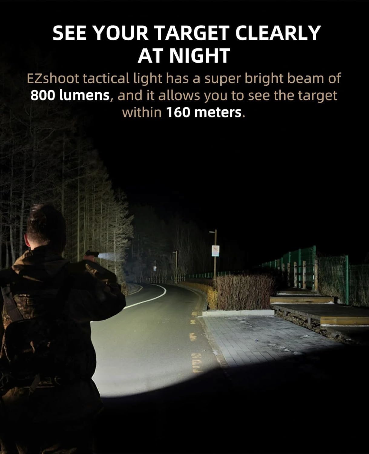 EZshoot 800 Lumens Pistol Flashlight Compatible with Picatinny and GL Rails, Compact Pistol Light with Slide Rail, Rechargeable Tactical Gun Light with Strobe Mode for Home Defense and Hunting