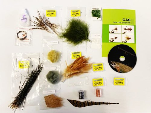 Delux Fly-Tying Material KIT for Tying 6 Basic Flies with DVD and Instruction Booklet Beginner Fly Tying KIT Fly Tying Classes Fly Tying Gift