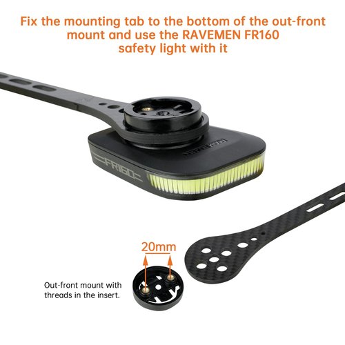 Ravemen AGM02 Mounting Tab Accessory for FR160 Compatible with Front Mounts with 20/21 mm Hole Distance Bryton Bike Mounts