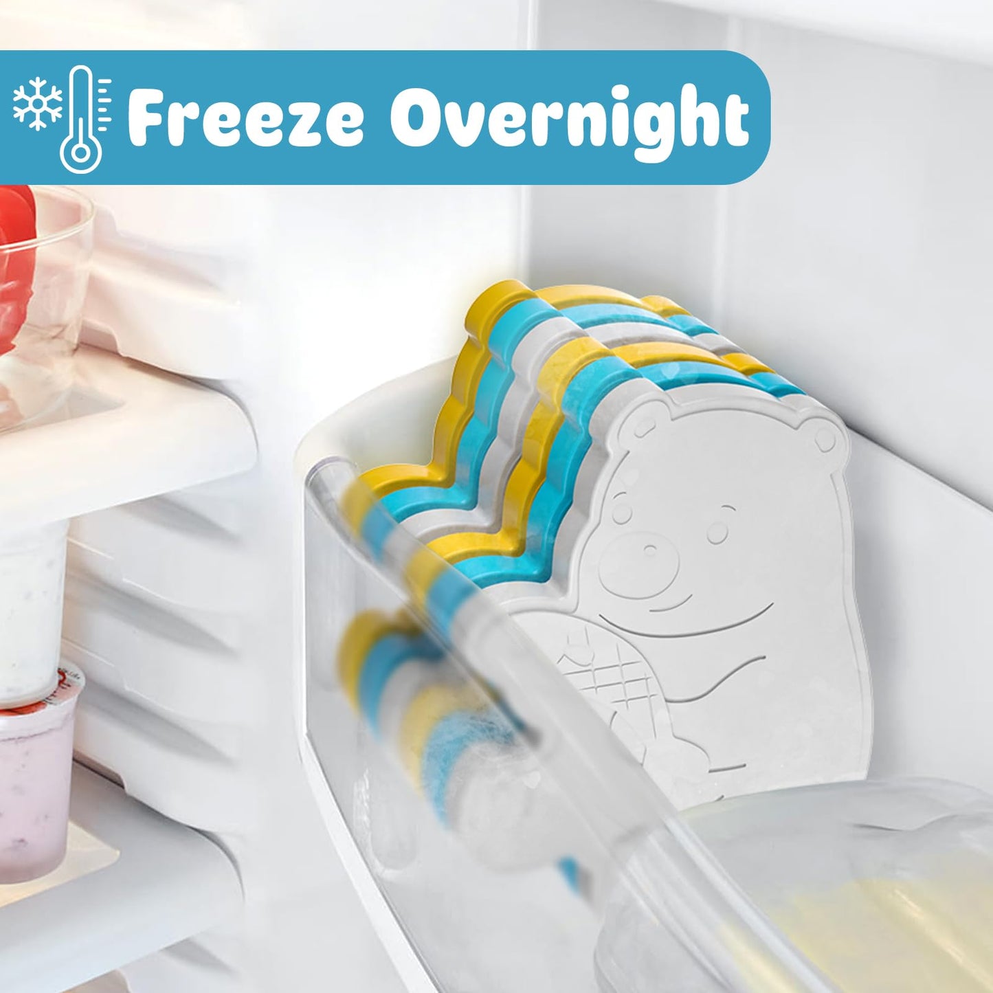 HiYZ Polarbear Ice Packs for Lunch Boxes - Reusable Kids Ice Packs - Quick Freeze, Space Saving, Long-Lasting Cooler for Lunch Box, Thin Ice Packs Ideal for Travel, Picnics, and School