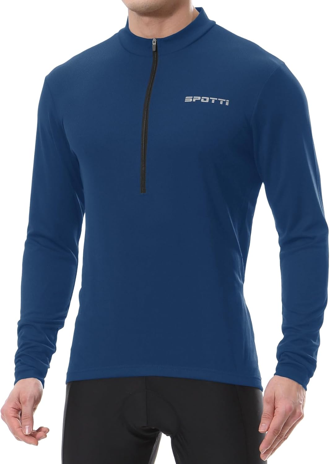 Spotti Men's Cycling Bike Jersey Long Sleeve with 3 Rear Pockets - Moisture Wicking, Breathable, Quick Dry Biking Shirt