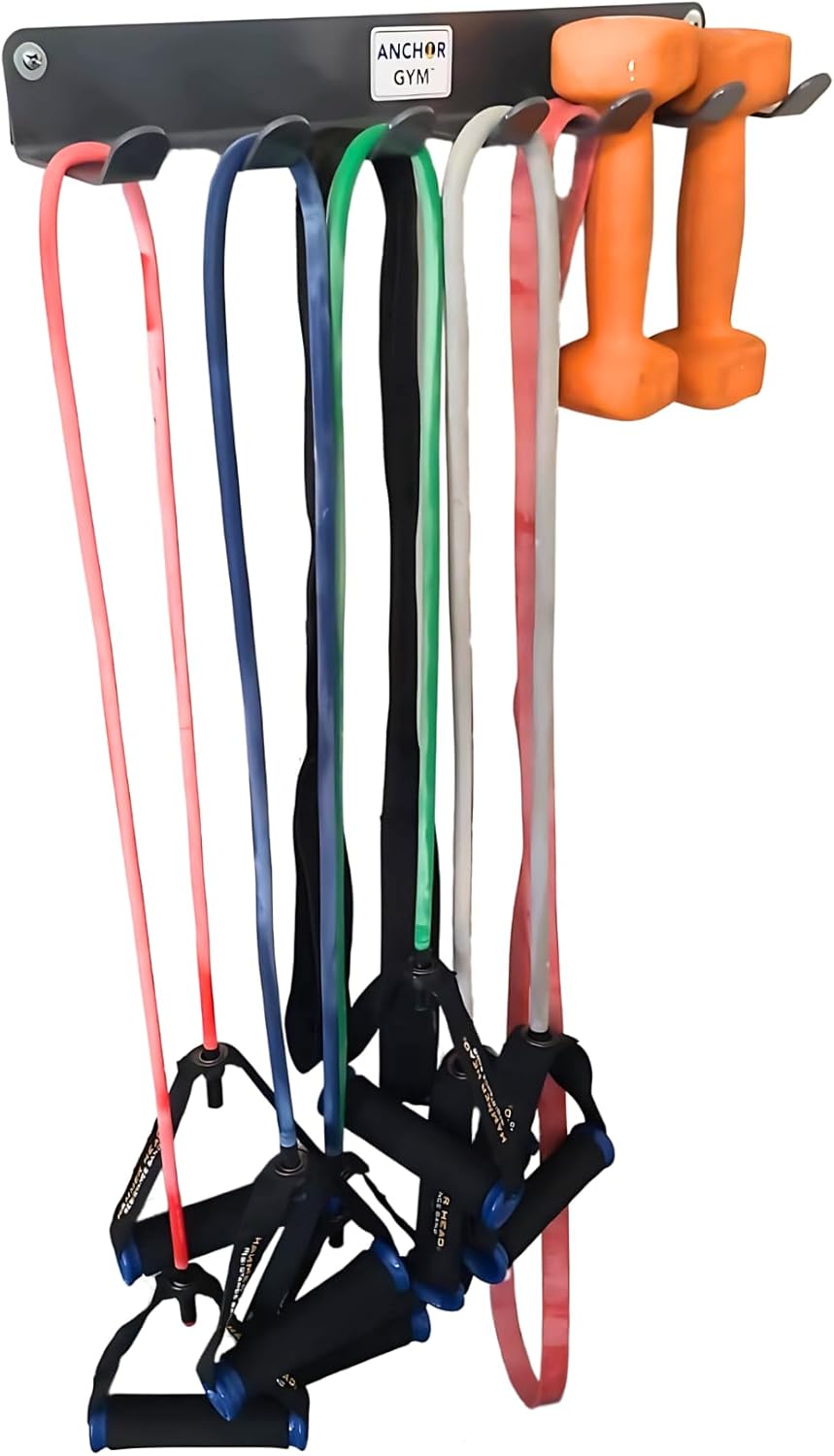 Anchor Gym Resistance Band Storage Rack - Gym Rack Organizer for Ropes, Straps & Small Dumbbells - (L-17 Inches) - (Screws Included)