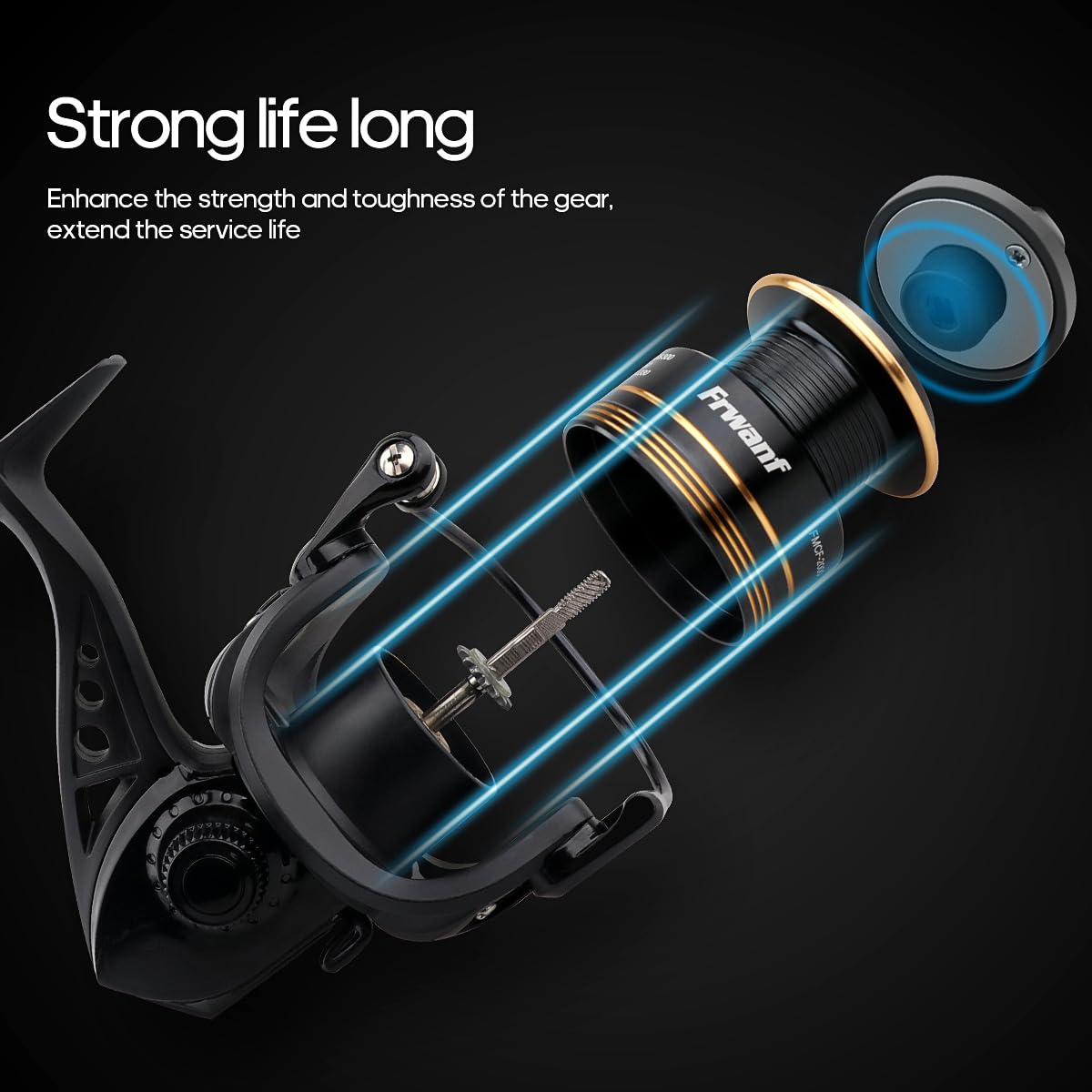 Frwanf Spinning Reel, Freshwater and Seawater Fishing Reel, Max 17.6lb Carbon Resistance, High Speed Gear Ratio, Premium New Rolling Bearing and Drive Gear, Metal Spool and Handle (FMCF2000)
