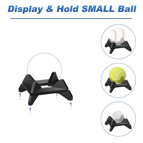 Cosmos 2 Pcs Ball Display Stand Holder Sports Ball Storage Desk Décor Rack, Reversible Holds Large or Small Ball for Displaying Basketball Soccer Football Rugby Baseball Tennis Golf Ball (Black)