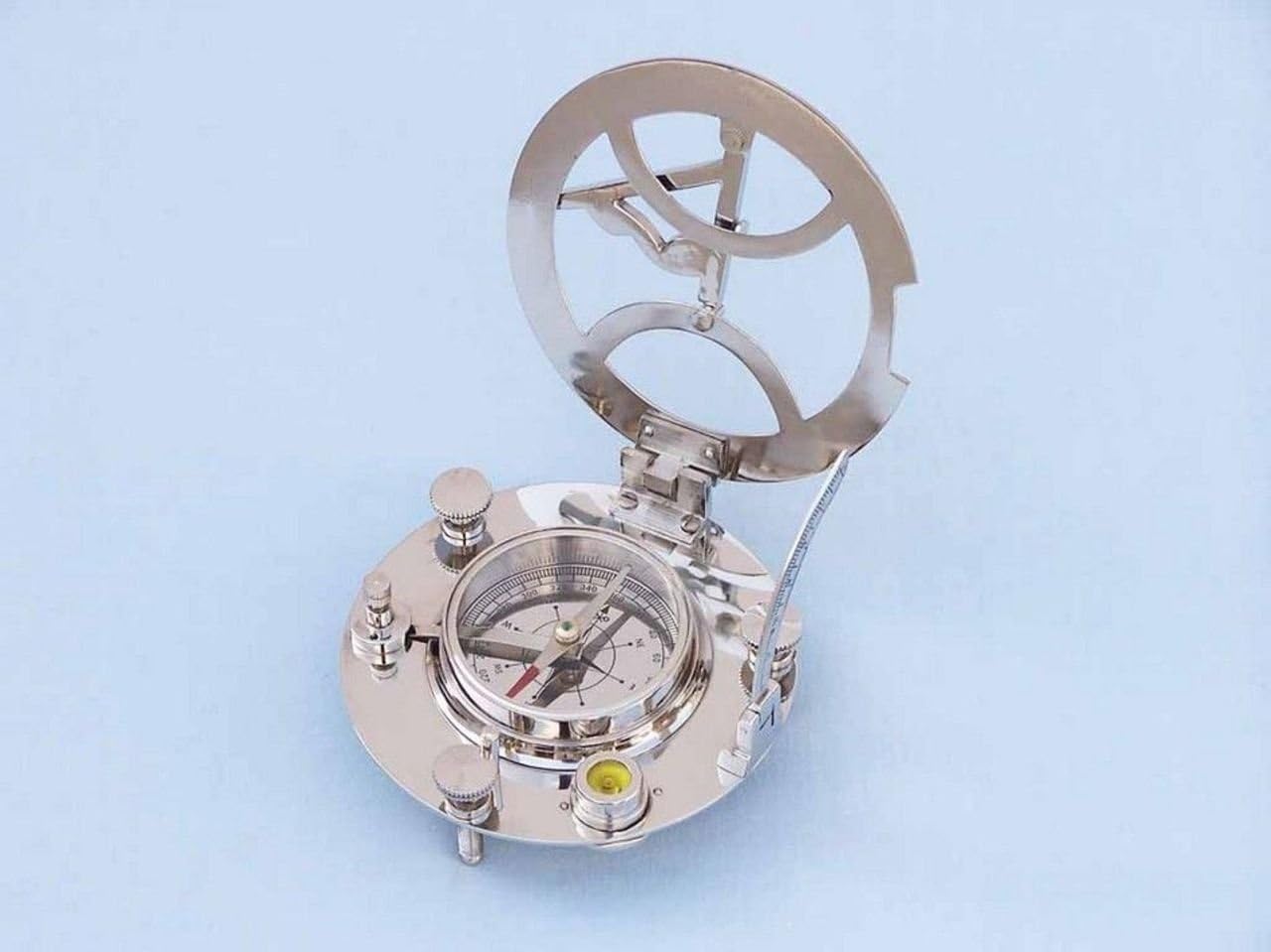 Hampton Nautical Antique Brass Round Sundial Compass with Rosewood Box, 6"