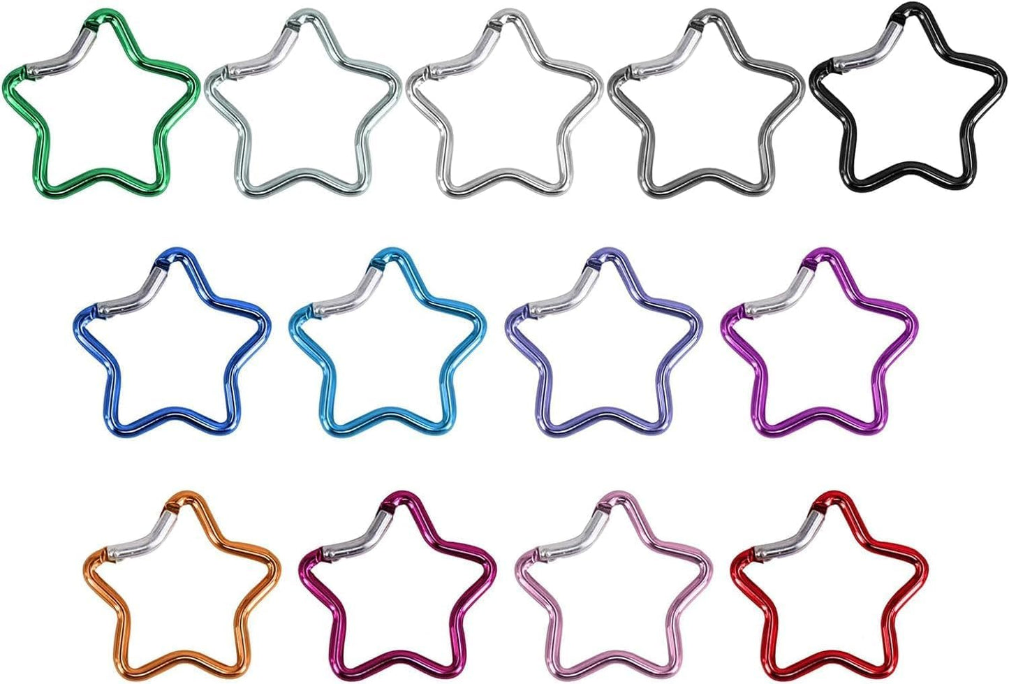 2Pcs Silver Carabiner Clip, Star Shaped Climbing Buckle, Aluminum Alloy Heavy Duty Keyring Hook for Camping Fishing Hiking Traveling Aluminum Key Chain Clip Accessories Outdoor Car Accessories