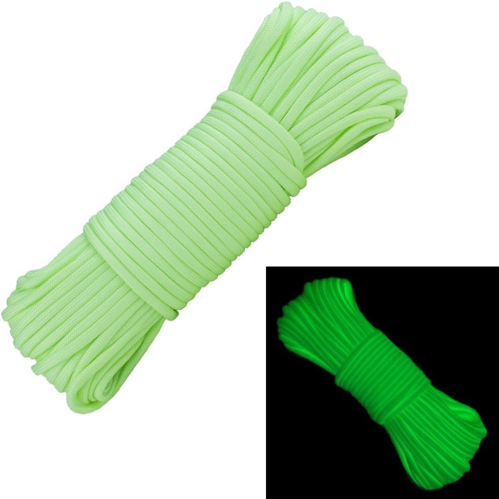 Glow in The Dark 550 Paracord - 100 Feet - 21 Strand - 10 Color Options