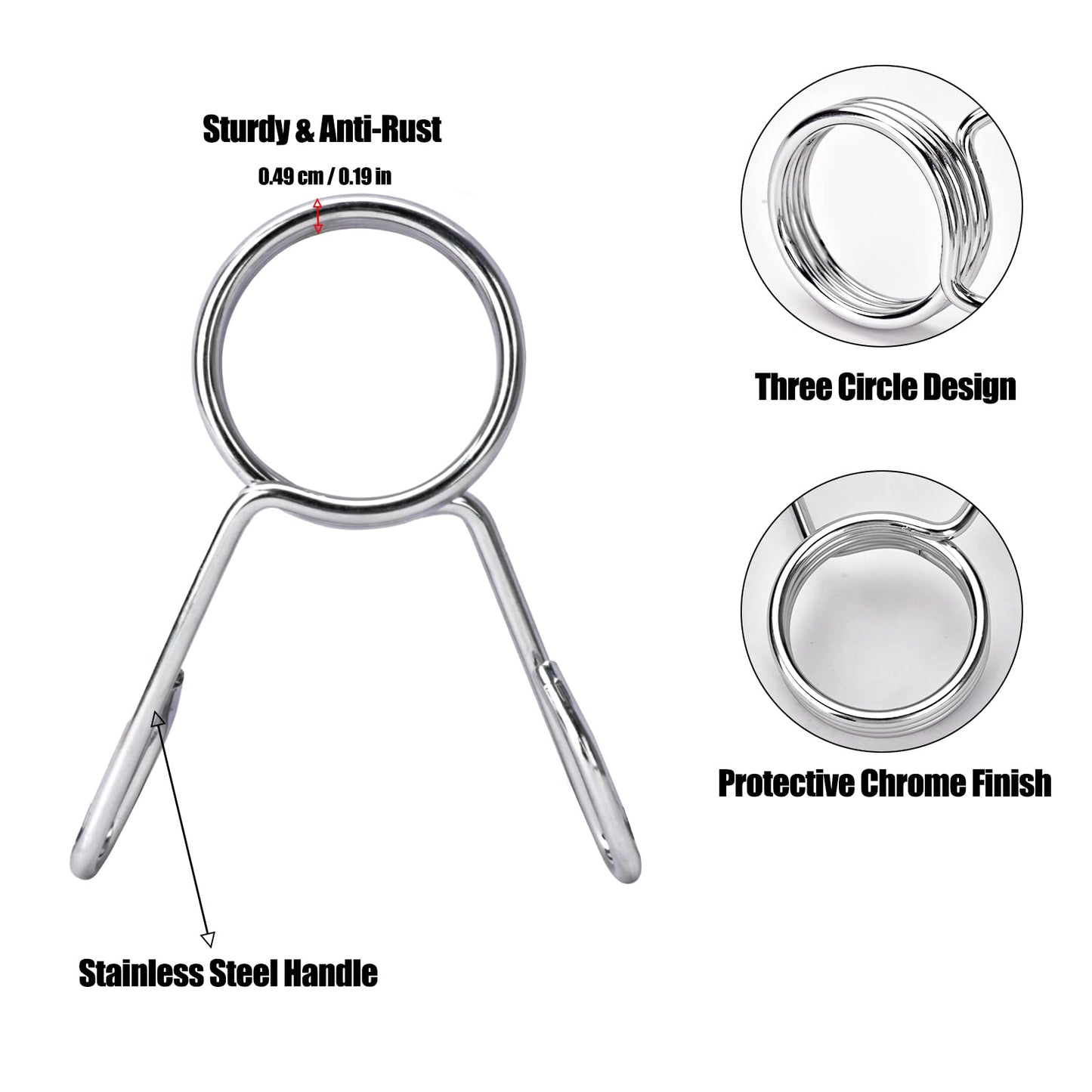 AccEncyc Spring Clip Collars 2 Inch Olympic Barbell Clamps Dumbbell Clips Weight Bar Clips for Weightlifting, Powerlifting, Strength Training (1 Pair)