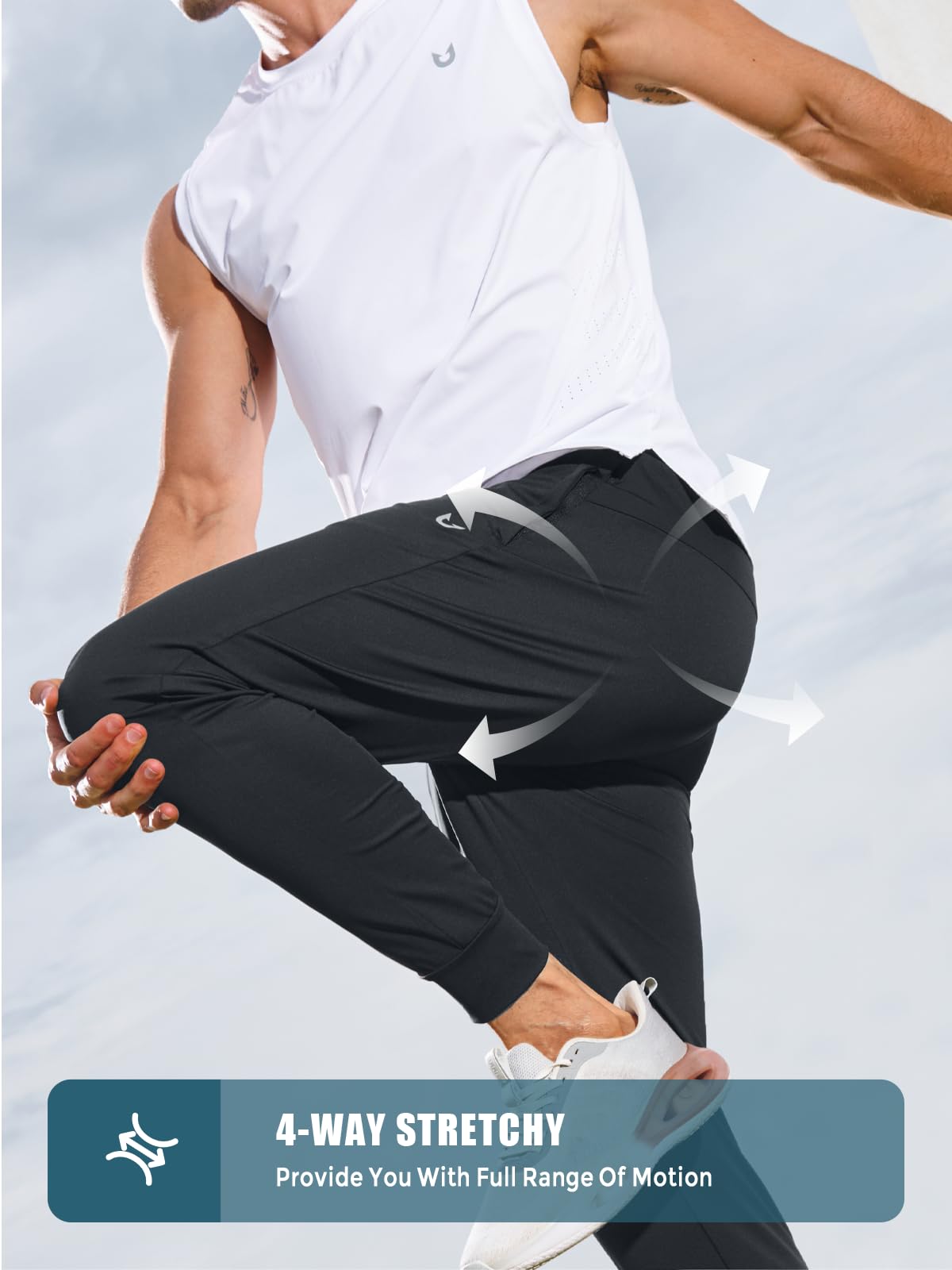 NORTHYARD Men's Joggers Pants with Zipper Pockets Lightweight Sweatpants Athletic Running Workout Track Pants for Men Black M