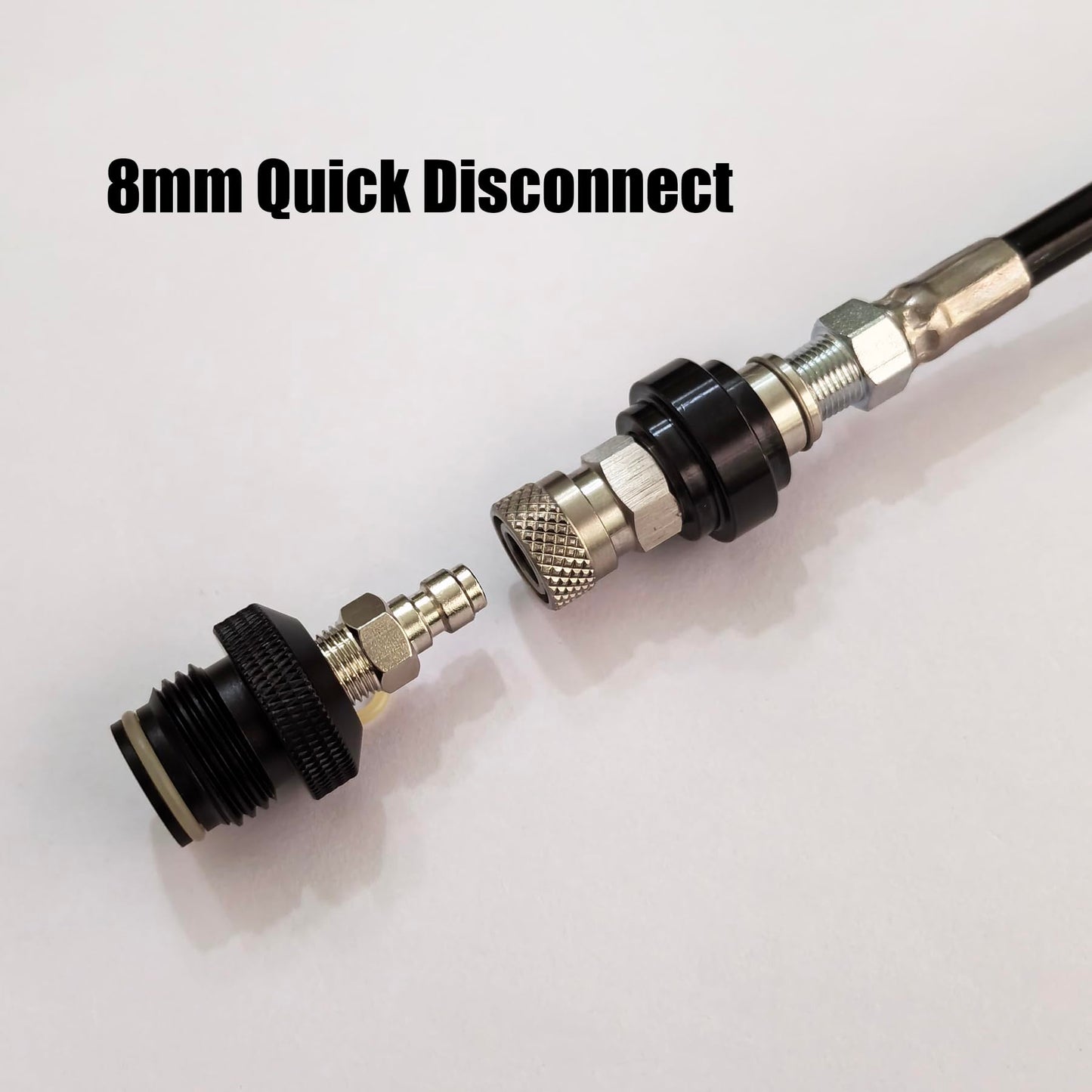 Aopkeo Paintball Gun Marker Remote Hose Coiled Line Stainless Steel Quick Disconnect 138inches with Slide Check 1500psi Gauge (Slide Check and Gauge)