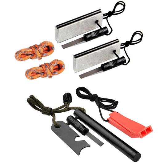 AOFAR Magnesium Fire Starter AF-374 (2-Pack) and Ferro Rod AF-376,Waterproof for Camping, Hiking