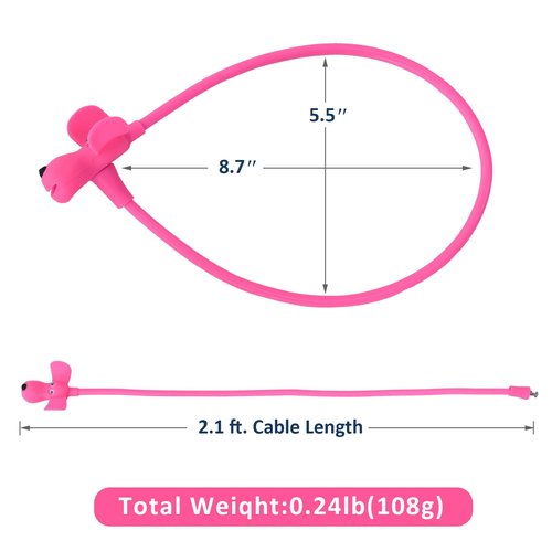 WOOQOTT Bike Cable Lock with Keys,Silicone Covered Kids Cable Lock Cartoon Lock,2 Feet Lock for Bike,Door,Skateboard,Helmet and More (Pink, Large)