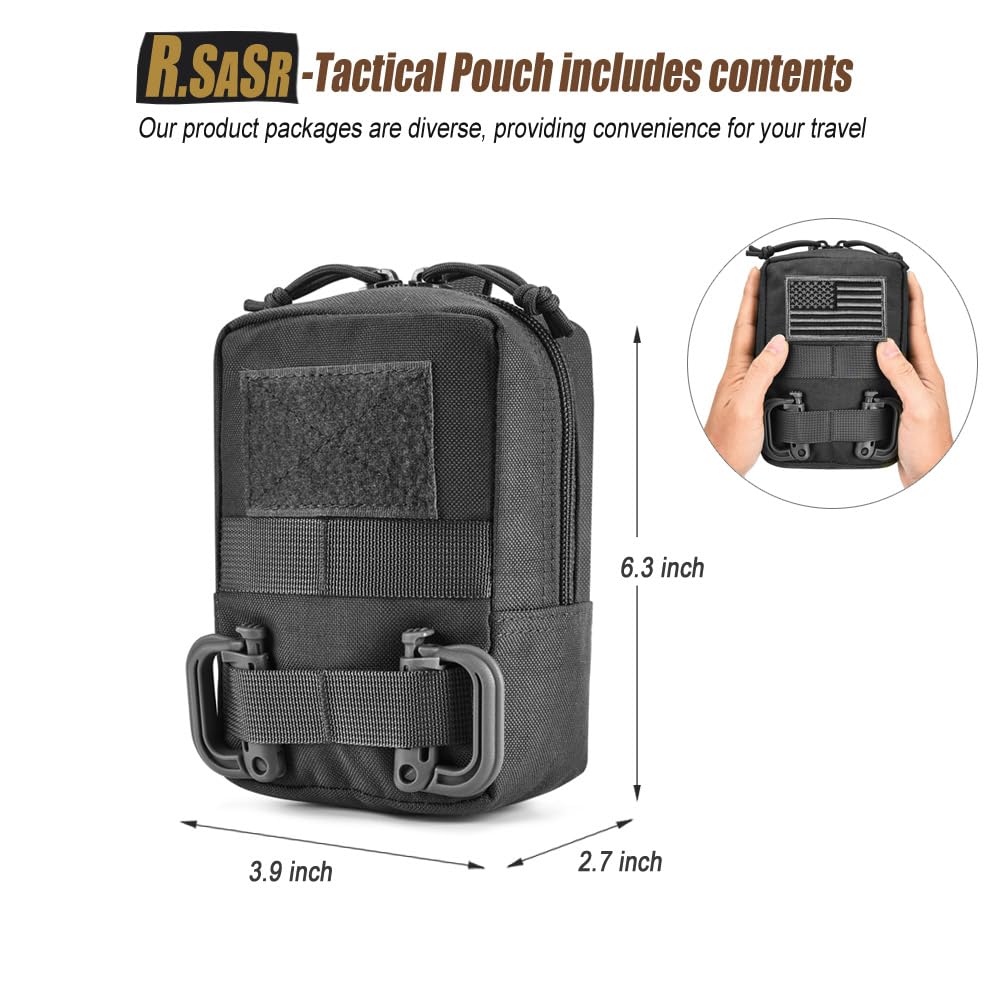 4 Pack Tactical Pouches, Molle Pouches for Backpacks, Molle Water Bottle Pouch, Backpack Attachments (Black)