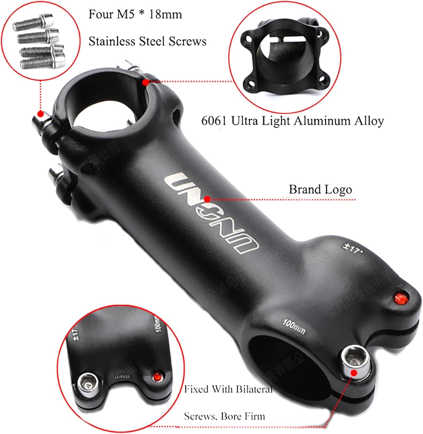FOMTOR 25.4 stem 60mm 90mm 110mm 35 Degree Bike Handlebar Stem Riser MTB Stem for Mountain Bike Road Bike BMX MTB