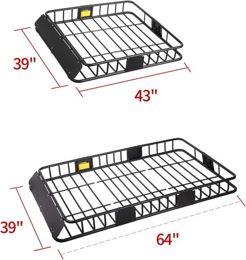 Leader Accessories Roof Rack Cargo Basket with 150LB Capacity Car Top Luggage Carrier 64"x 39"x 4" Fit for SUV Truck Cars