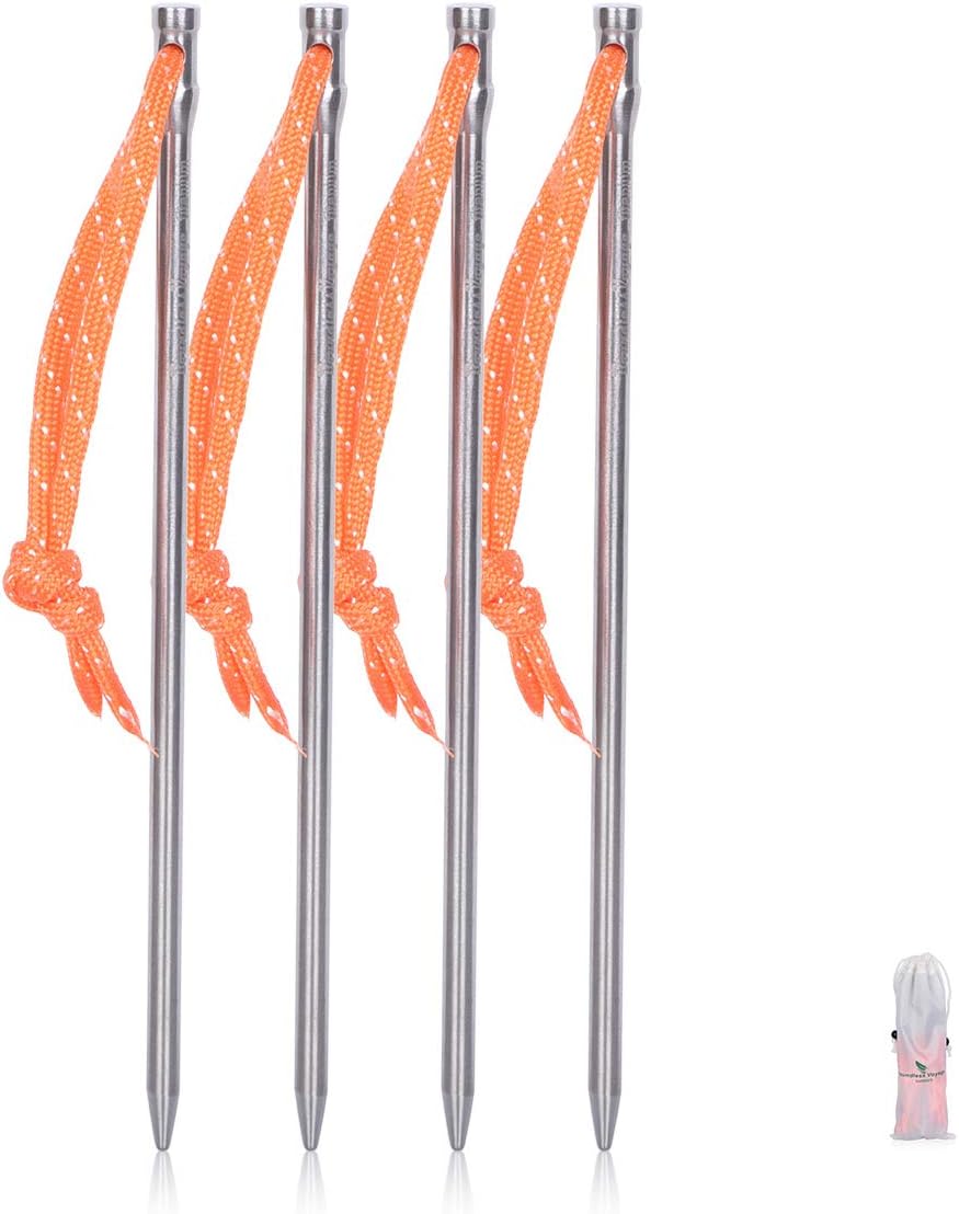 iBasingo 8pcs/lot Titanium Alloy Pegs 16.5cm Camping Tent Stakes Portable Tent Nails for Picnic Hiking Backpacking Ti4005P