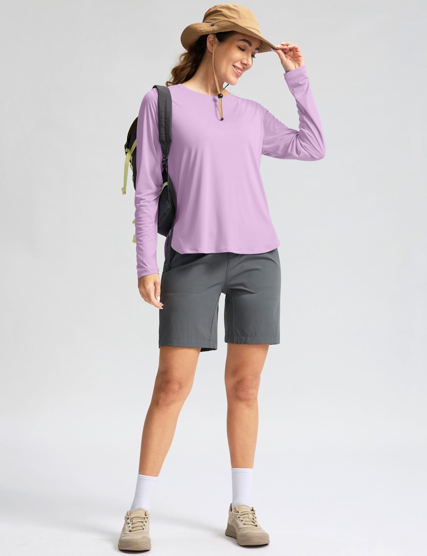 Women's Sun Shirts UPF 50+ Long Sleeve UV Protection Shirt Lightweight Quick Dry Workout Hiking Tops for Women(Purple,XL)
