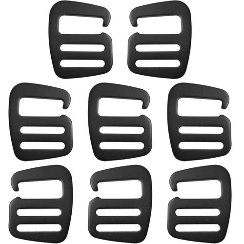 LUORNG 8PCS 20mm Black G-Hook Wave Buckles Backpack Strap Belt Hardware Carabiners Hook Adjustable Buckles Backpack Luggage Strap Webbing Outdoor Webbing Buckle Clips