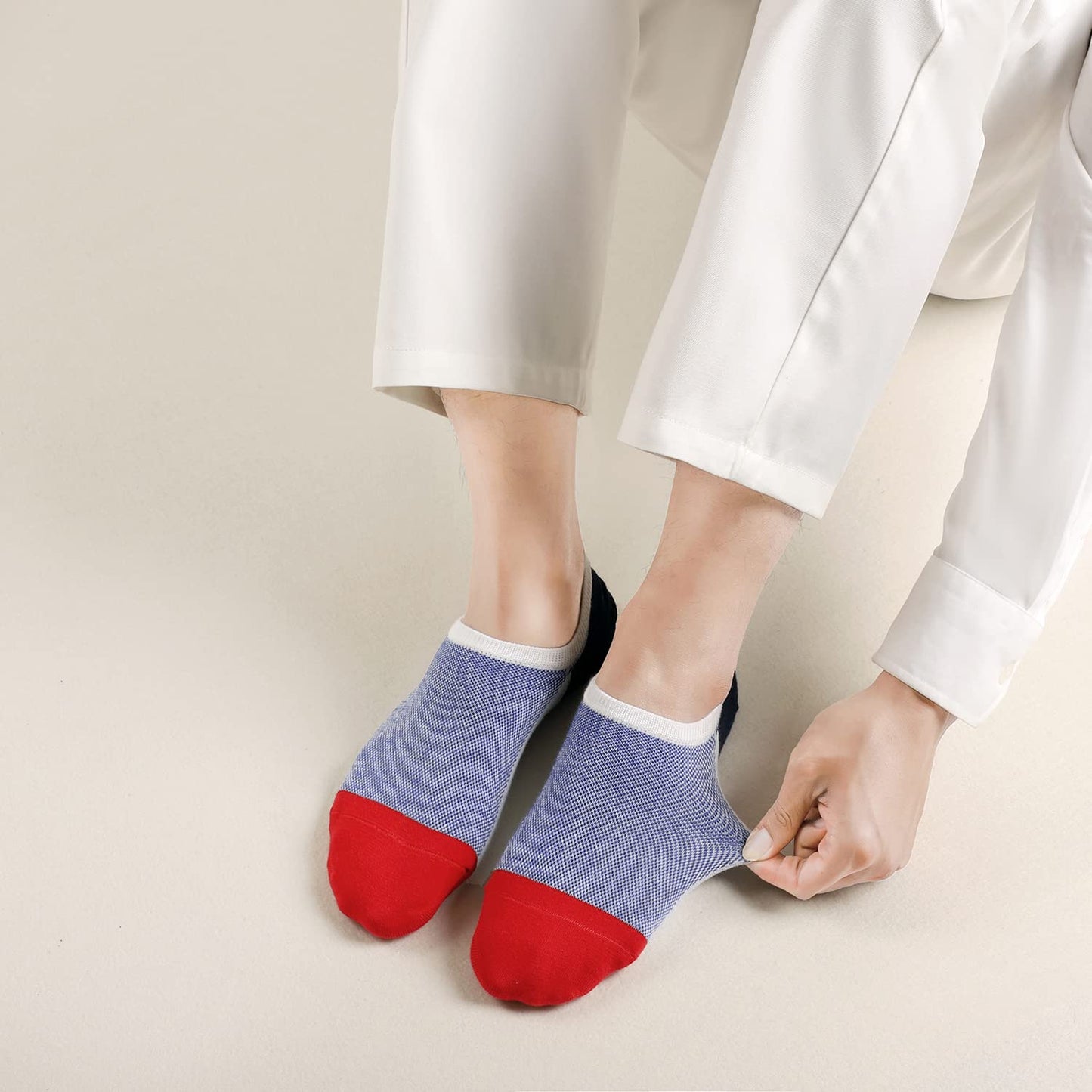 Mottee&Zconia No Show Socks for Mens Low Cut Ankle Invisible Non-Slip Casual Sports Athletic Cotton Socks 6Pairs Size L