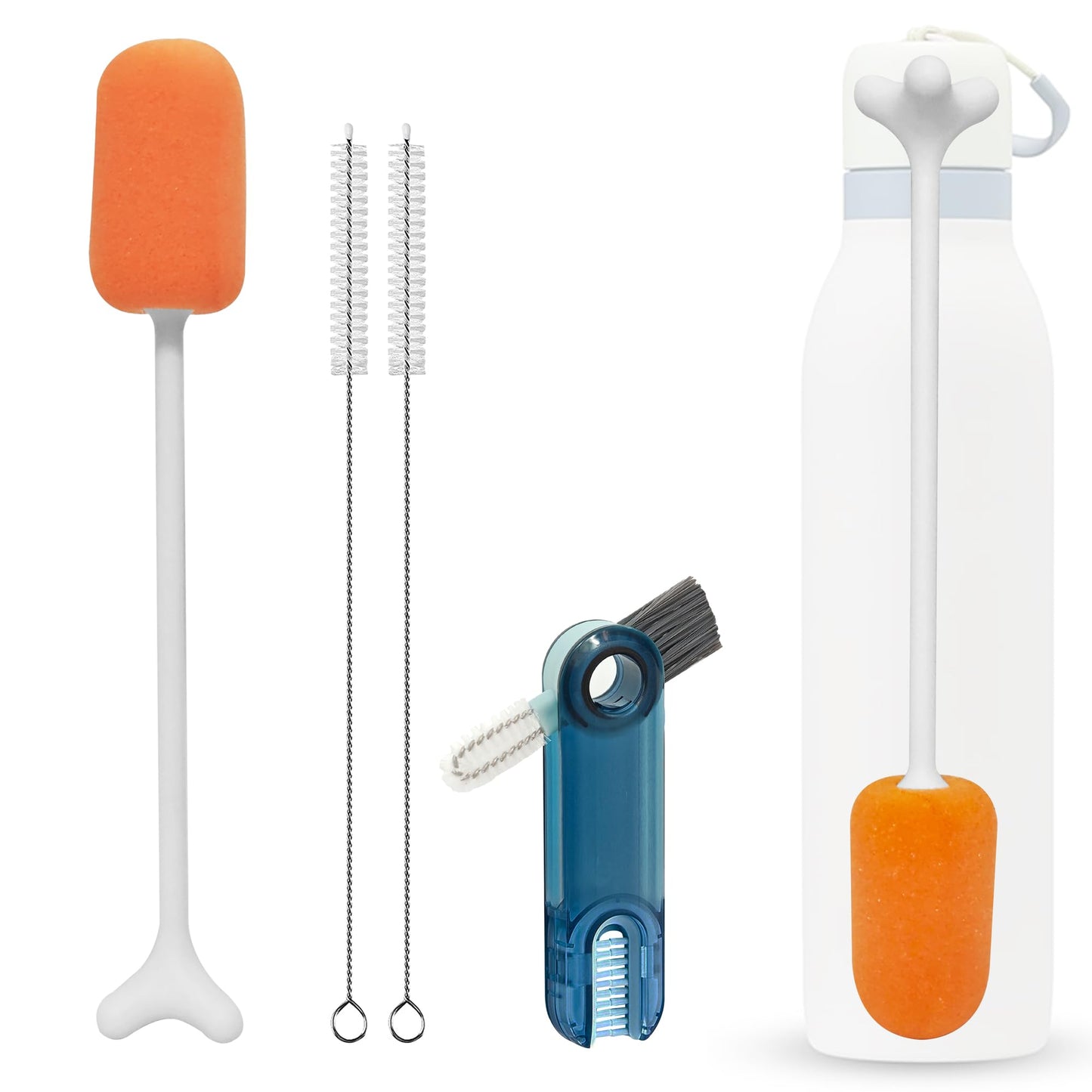 4 Pack Water Bottle Brush Cleaner Set for Owala Twist, Free-Standing Cleaner for Stanley All Day Slim, 2 Straw Brushes, 3-in-1 Lid Cleaning Brush for Spout Crevices