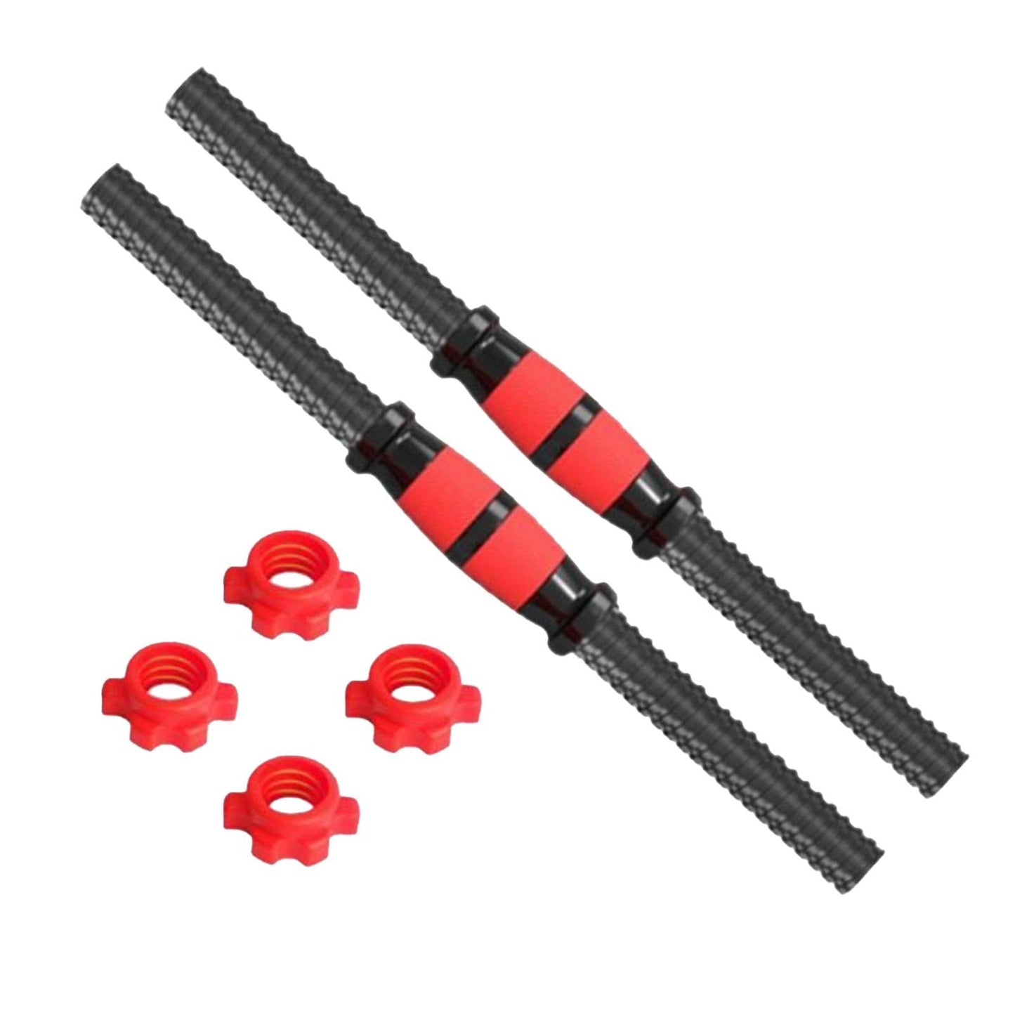 2x Dumbbell Handle Dumbellsweights Set Sturdy with 4 Collars Barbell Bar for Workout Strength Training Fitness Gym Attachment, 35cm