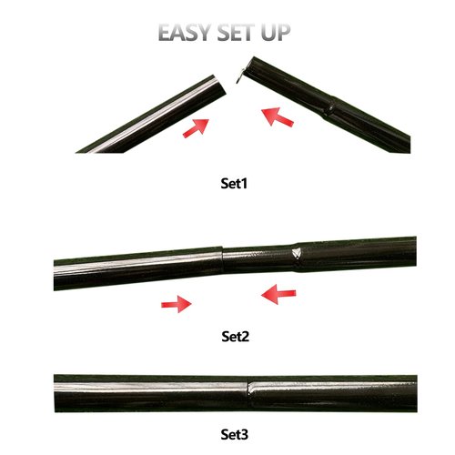 Tent Poles Adjustable Tarp Poles Steel Rods for Tarp Canopy Camping Replacement Set of 2 +Pegs & Reflective Ropes (Black)