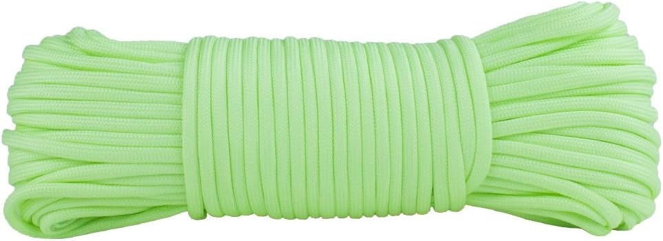 Glow in The Dark 550 Paracord - 100 Feet - 21 Strand - 10 Color Options