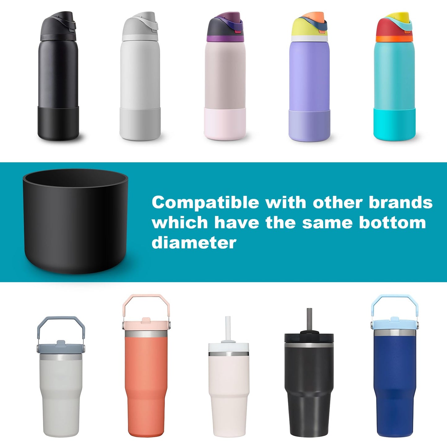 Allwith Boot Sleeve for Owala Water Bottle 32 oz - 2 PCS Accessory Silicone Water Bottle Protector for FreeSip/Twist/Flip - Dishwasher Safe, BPA-Free, Non-Toxic