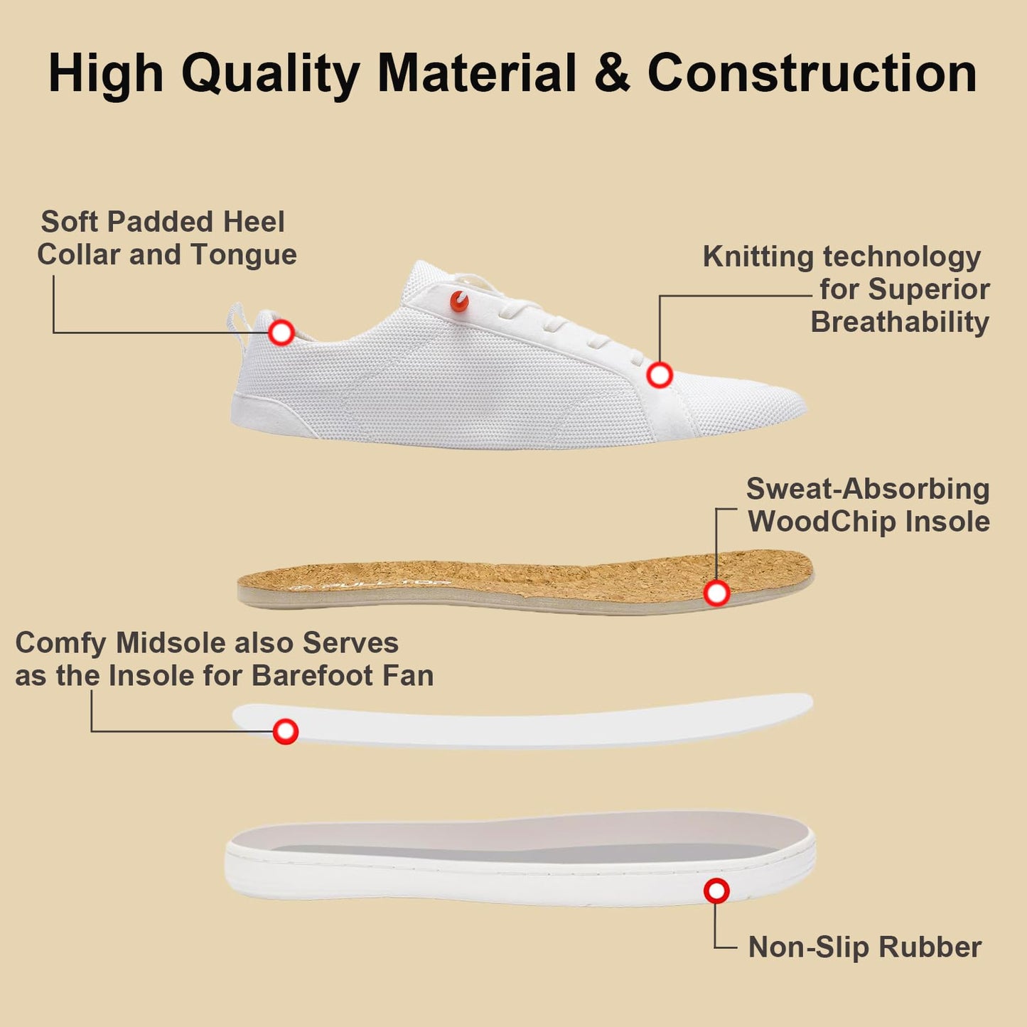 Barefoot Wide Toe Box Shoes for Women - Minimalist Barefoot Shoes with | Zero Drop Sole | Extra Wide Slip on Walking Shoes for Women White Size 8 Wide