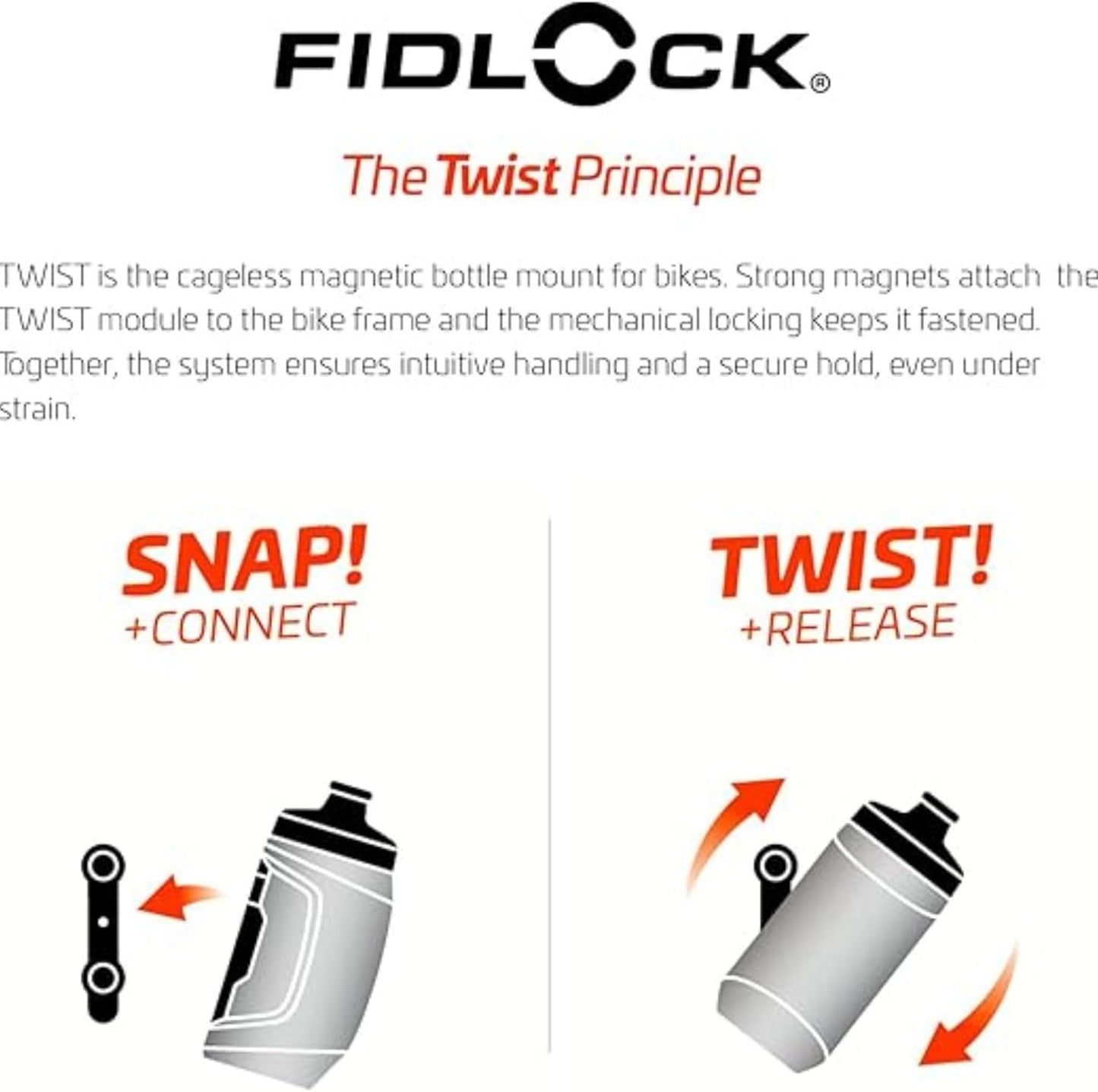 FIDLOCK Twist Replacement Bottle 450ml/15oz | Includes Twist Bottle Only (Twist Base Not Included) | Smoke