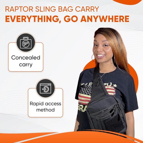 DINOSAURIZED - Raptor Sling Bag – (Left-Handed) Tactical Shoulder Chest Pack for Men and Women, Versatile EDC Sling Backpack with Durable Design, Perfect for Shooting, Hunting and Daily Use.
