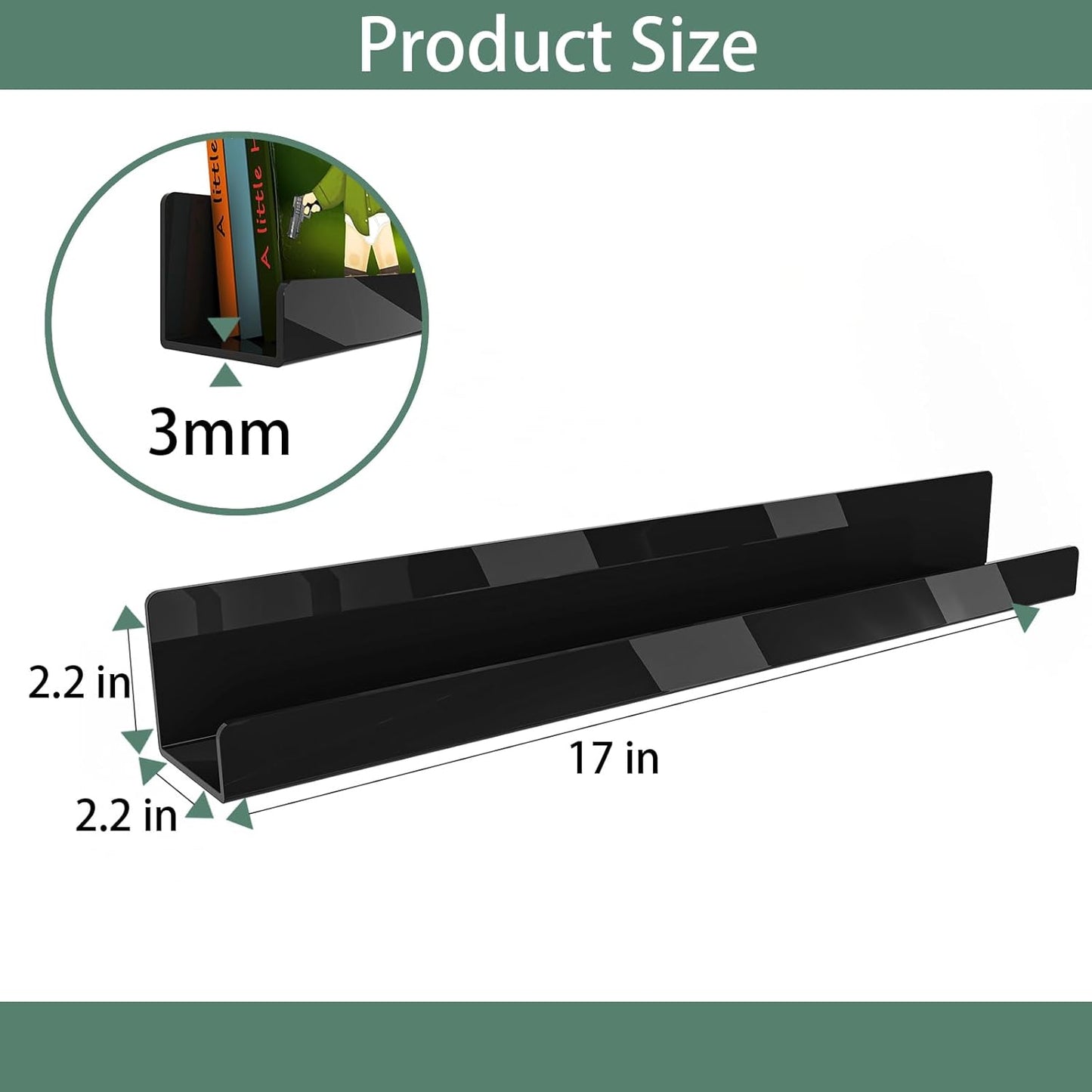 Opps Magnetic Book Shelf for Whiteboard: Acrylic Book Display Shelf with Strong Adsorption Capacity, 2 Pack Magnetic Book Holder for Refrigerator Classroom Office Teacher Kids (Clear)