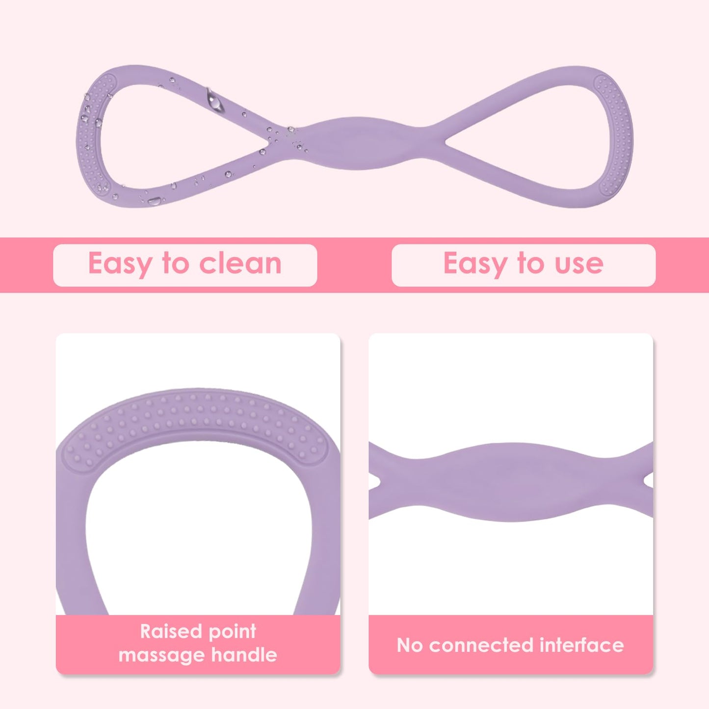 Adorila 2 Pack Figure 8 Resistance Bands with Handles, Silicone Exercise Bands for Women, Elastic Rope Stretch Fitness Band for Arm, Back, Chest, Shoulder, Legs (15LB Pink, 25LB Purple)