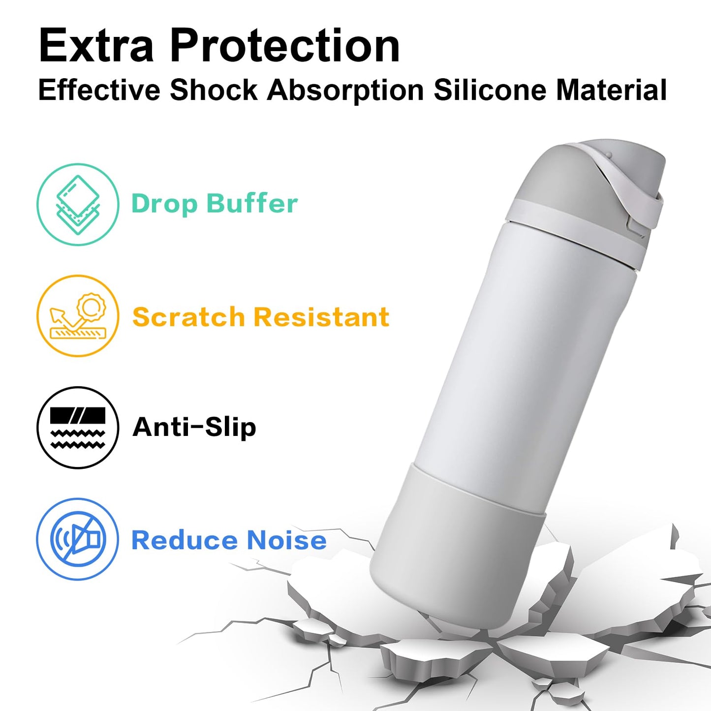 Airboat 2PCS Silicone Water Bottle Boot for Owala 24oz, Protective Bottom Bumper Anti-Slip Sleeve for FreeSip, Twist, and Flip Stainless Steel Bottles, Dishwasher Safe and BPA Free