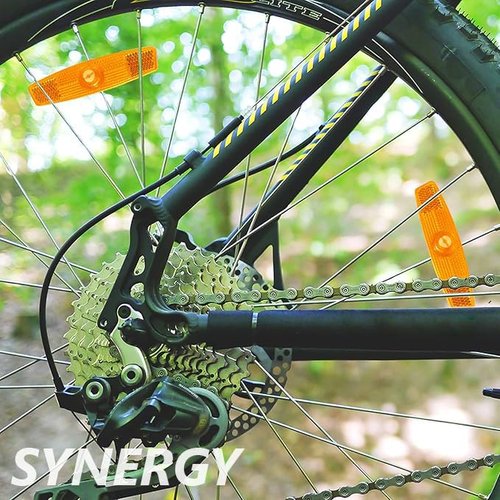 SYNERGY 6 PCS Bike Front and Rear Reflectors Kit Bicycle Light Reflectors Bike Safety Warning Reflectors Cycling Accessories for Handlebar and Night Cycling (Yellow)