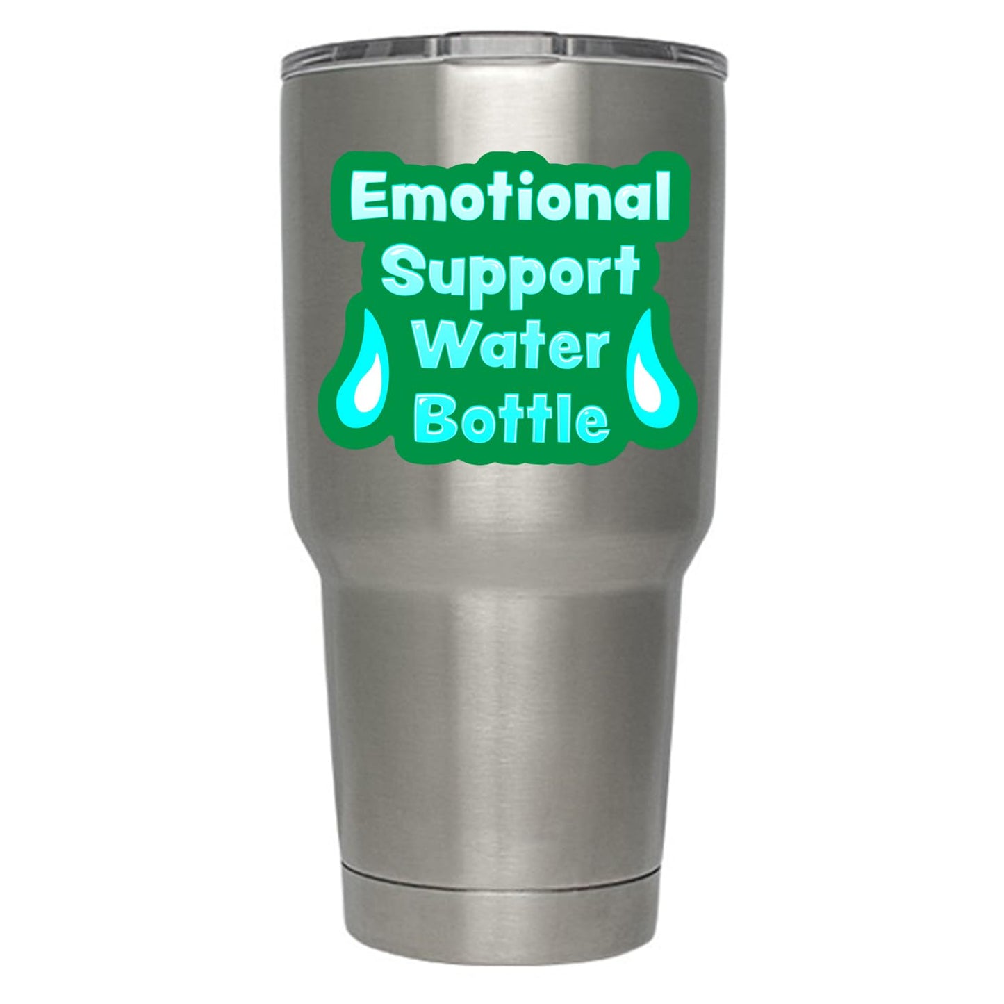 Emotional Support Water Bottle Vinyl Decal Stickers for Bottles, Cups, Tumblers, Mugs, Jugs, Hydro Flasks (Two Pack!) 2-4 x 3.25 Inch Decals - KCD3406 (Green)