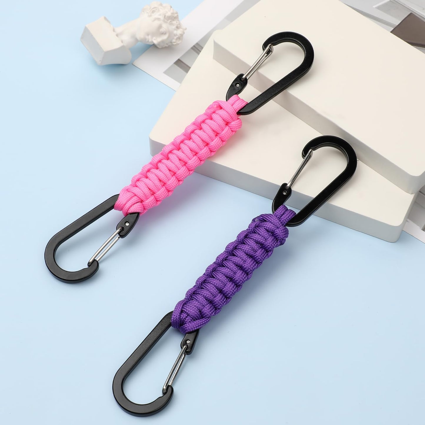 Abeillo 4 Pack Paracord Keychain, Heavy Duty Lanyard Clip for Backpacks, Quick Release Key Clip for Men/Women, Braided 550 Paracord for Outdoor Camping, Hiking, Fishing