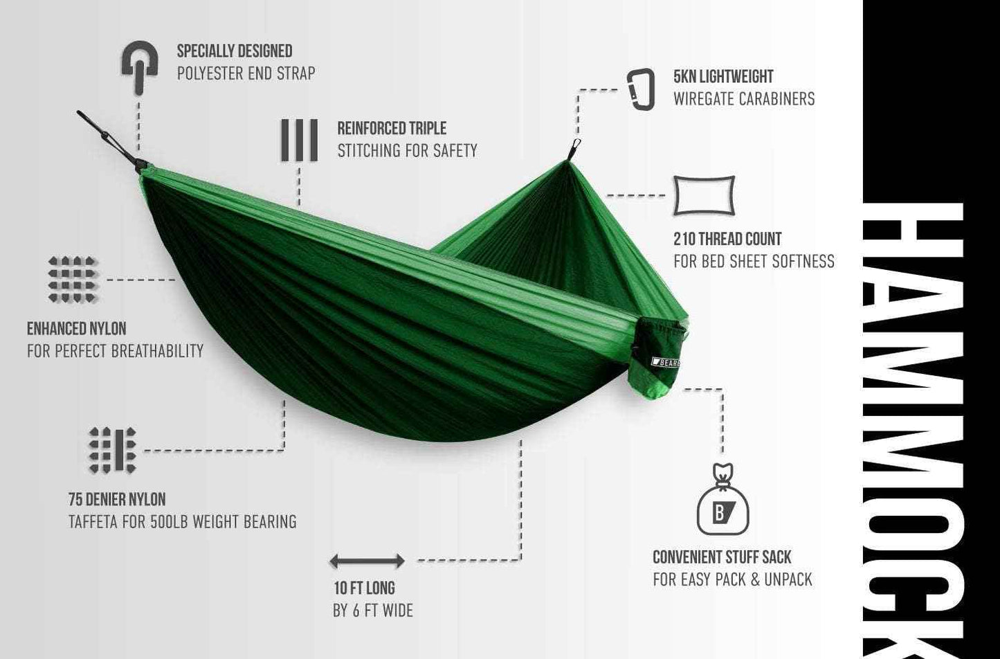 Premium Double Hammock with Tree Straps - Durable, Portable & Comfortable
