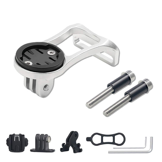 Garmin Cateye Bryton Bike Computer Handlebar Mount - Speedometer Lighting Flashlight Action Camera Compatible (Silver)