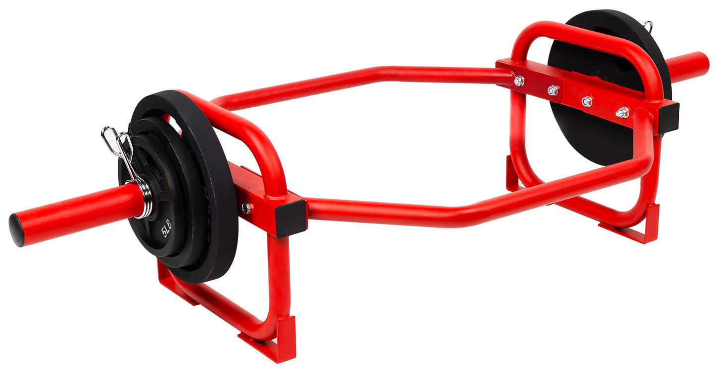 Fitvids Olympic 2-Inch Hex Weight Lifting Trap Bar, 500-Pound Capacity, Red