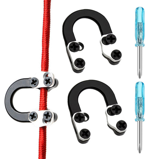 KURUGEILI 2 Sets Archery Metal U Nock D Loop for Compound Bow, Metal D Ring Material Archery Release Aids with Screwdrivers for Shooting Hunting ﻿