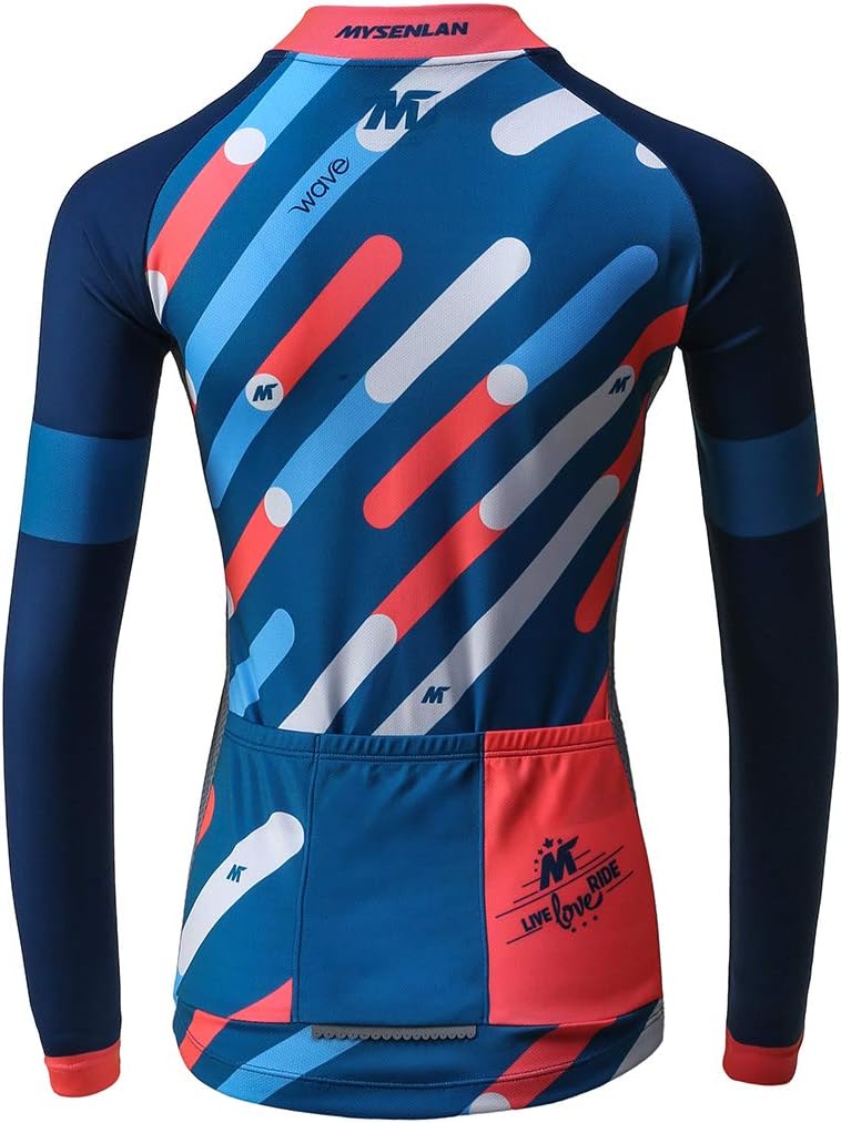 Mysenlan Women's Cycling Long Sleeve Breathable Jersey Set 3D Padded Long Pants Bike Shirt Bicycle Tights Clothing