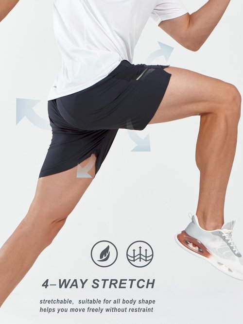 NORTHYARD Men's Athletic Running Shorts 5" Quick Dry Lightweight with Zip Pockets Gym Workout Active Black XL