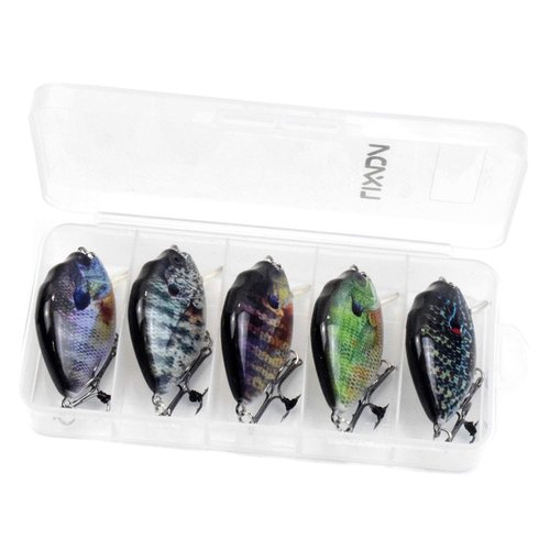 YIWENG Fishing Lure, 5PCS Fishing Lures 6cm 15g Mini Wobbler Fishing Lure Artificial Hard Bait Crankbait with Tackle Box for Fish Bass Fishing Tackle