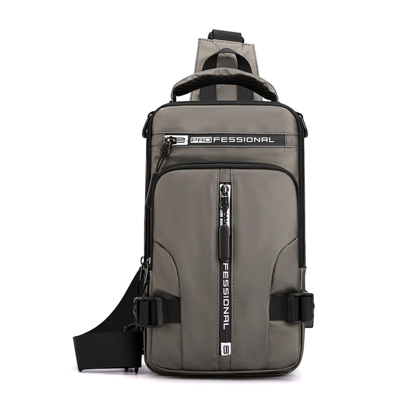FANDARE Men Sling Crossbody Backpack Crossbody bag for Men One Strap Motorcycle Chest Bag Cover Pack for Hiking Cycling Travel Outdoor Sport Small Casual Backpack with USB Charger Port Nylon Khaki