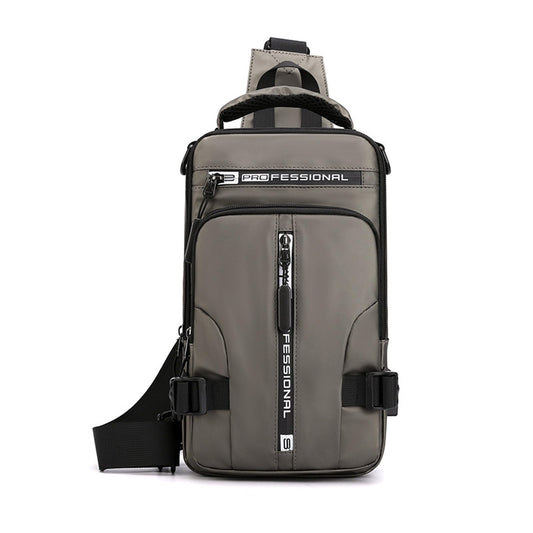FANDARE Men Sling Crossbody Backpack Crossbody bag for Men One Strap Motorcycle Chest Bag Cover Pack for Hiking Cycling Travel Outdoor Sport Small Casual Backpack with USB Charger Port Nylon Khaki