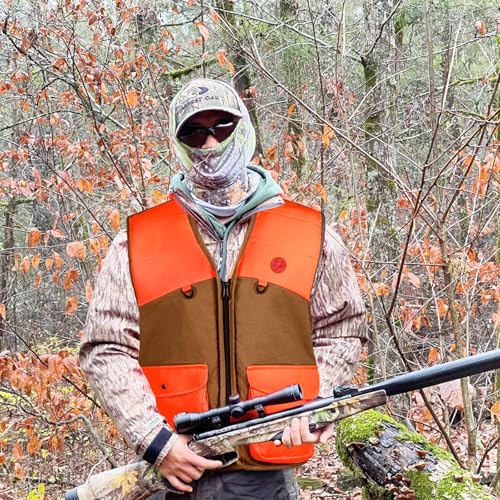 Large Upland Hunting Vest with Multi Pockets - Brown and Orange Bird Field Game Gear
